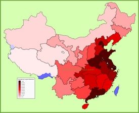China population density map
