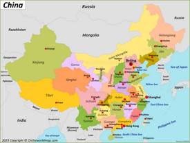 China Provinces and Capitals Map