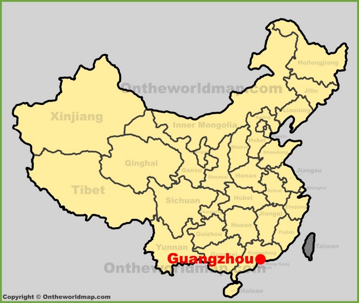 Guangzhou location on the China map