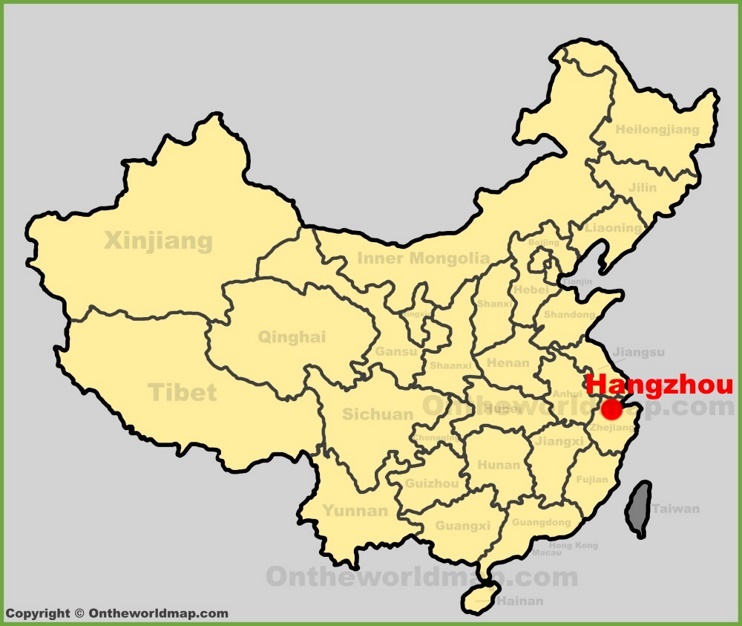 Hangzhou location on the China map