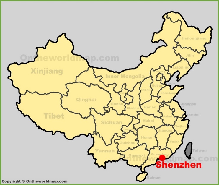 Shenzhen location on the China map