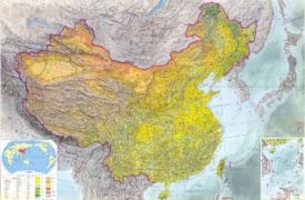 Large detailed topographic map of China