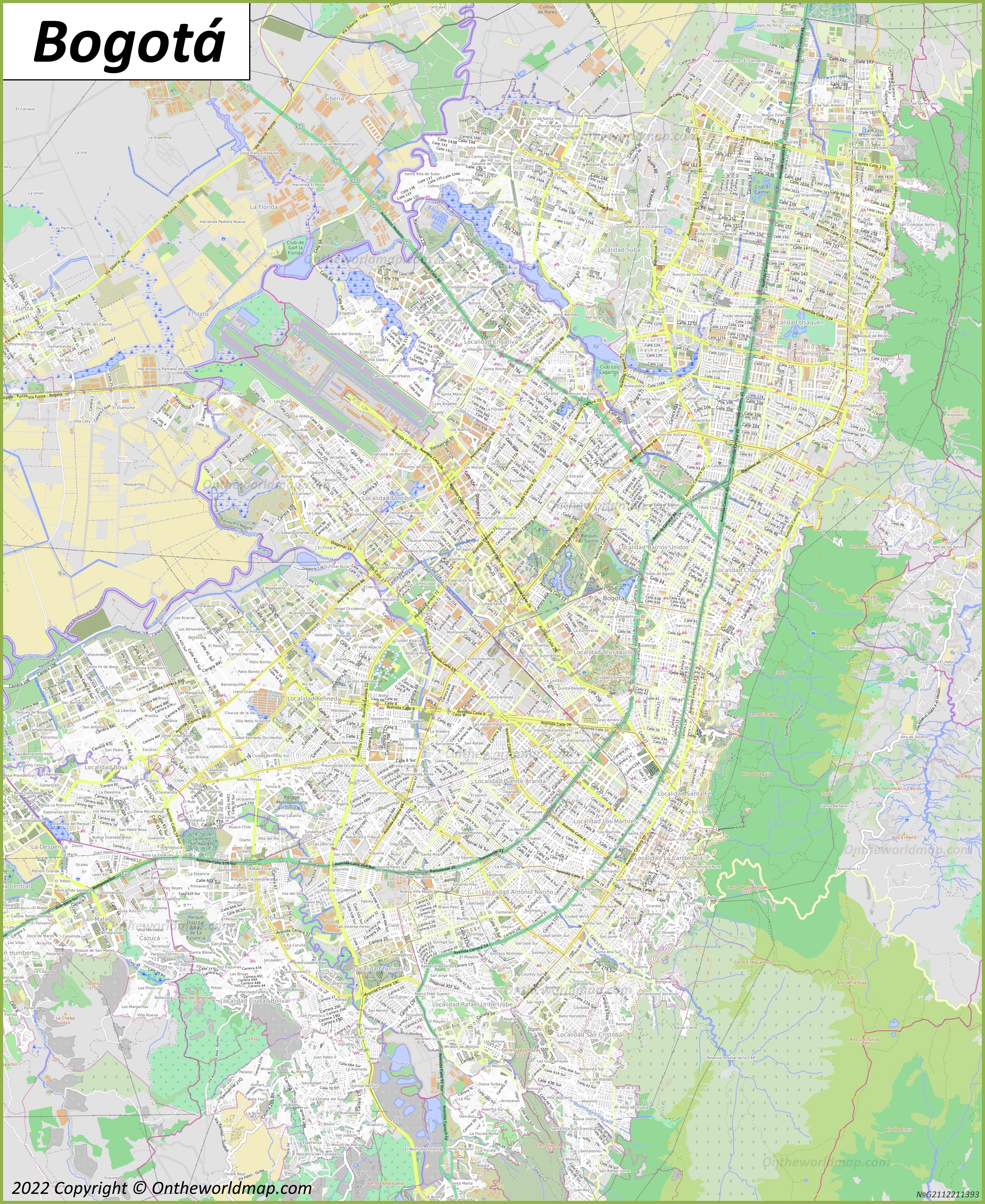 Map of Bogotá