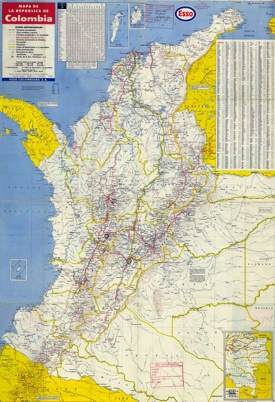 Large detailed road map of Colombia