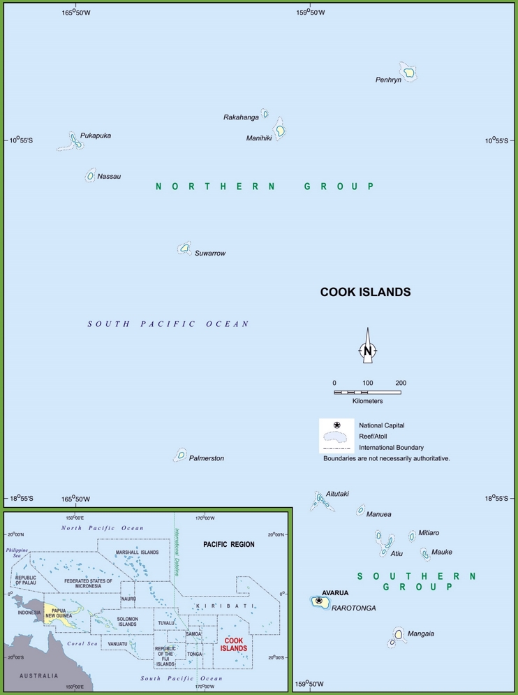 Political map of Cook Islands