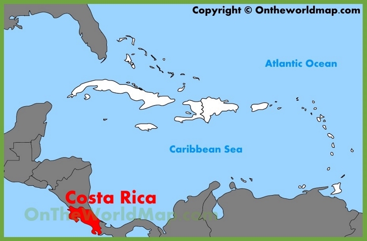 Costa Rica location on the Caribbean map