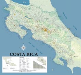 Large detailed road map of Costa Rica