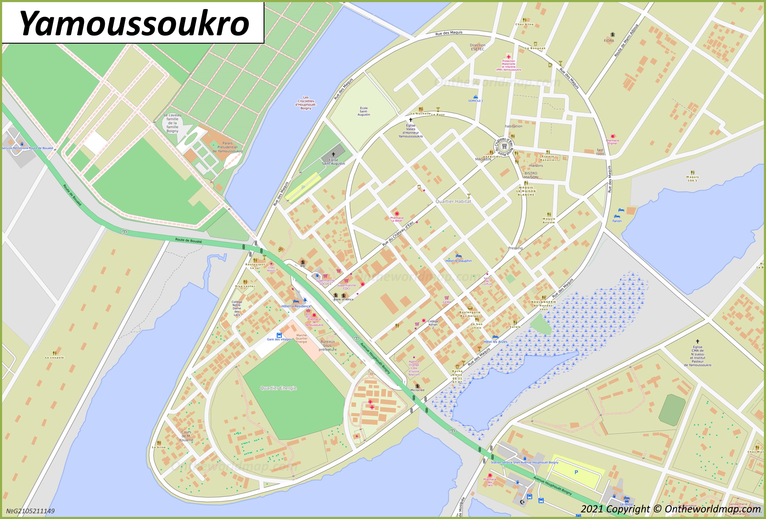 Yamoussoukro City Center Map