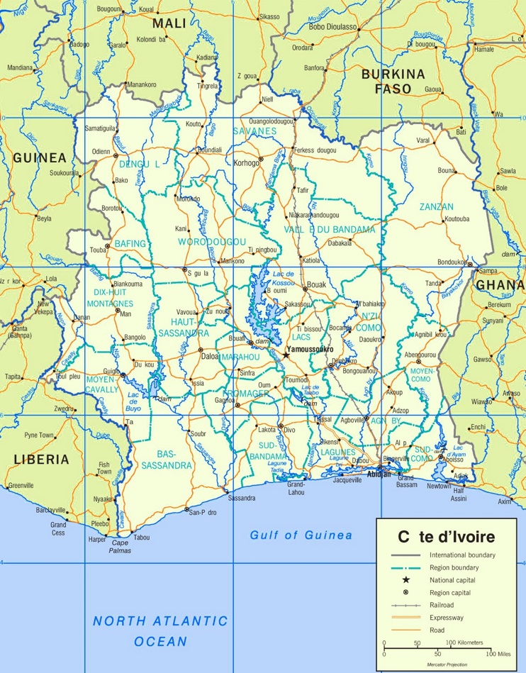 Côte d'Ivoire road map