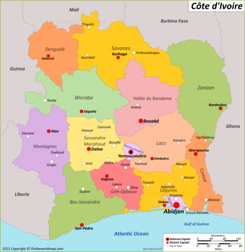 Côte d'Ivoire Map | Maps of Ivory Coast (Republic of Côte d'Ivoire)