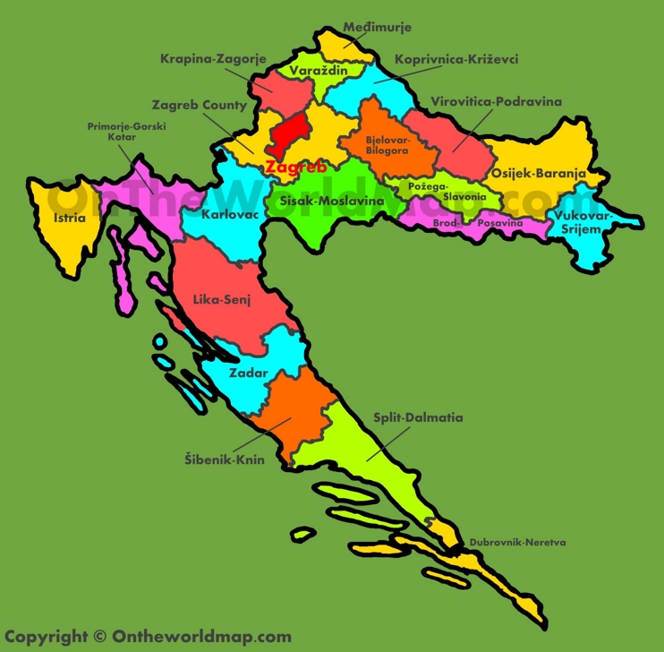 Administrative map of Croatia