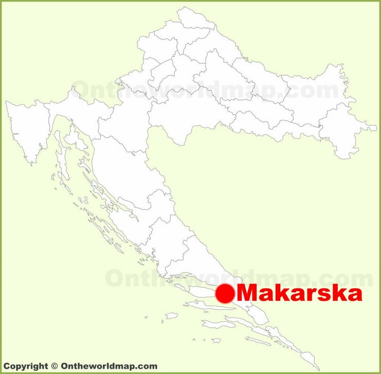 Makarska location on the Croatia map