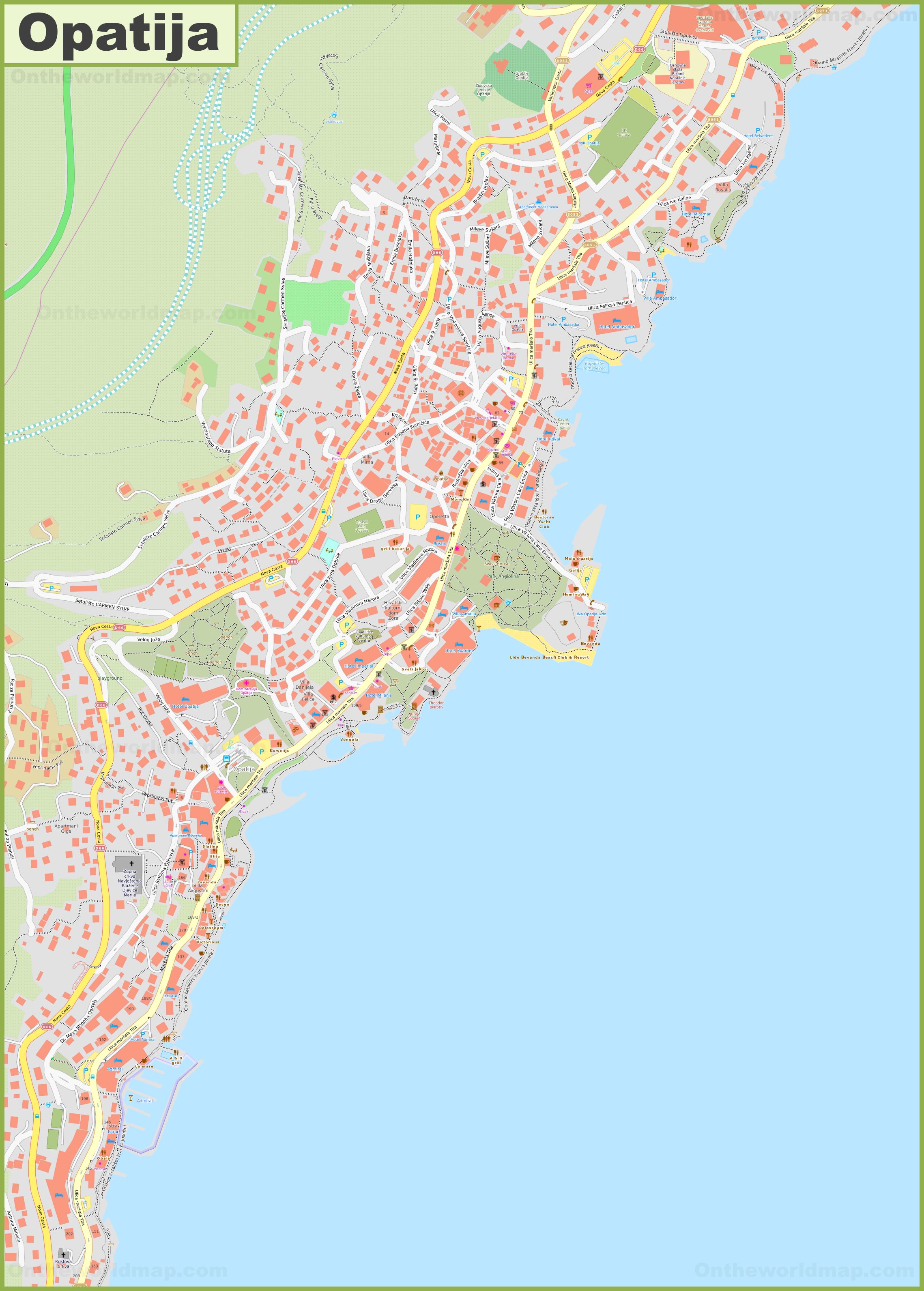 Large detailed map of Opatija