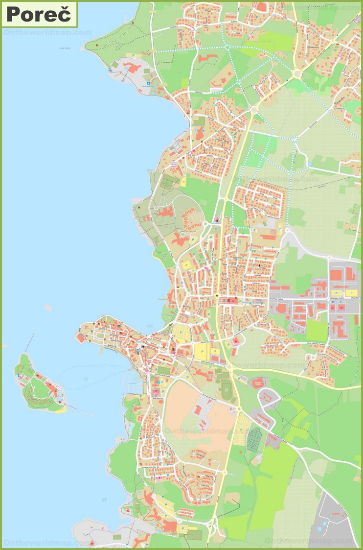 Large detailed map of Poreč