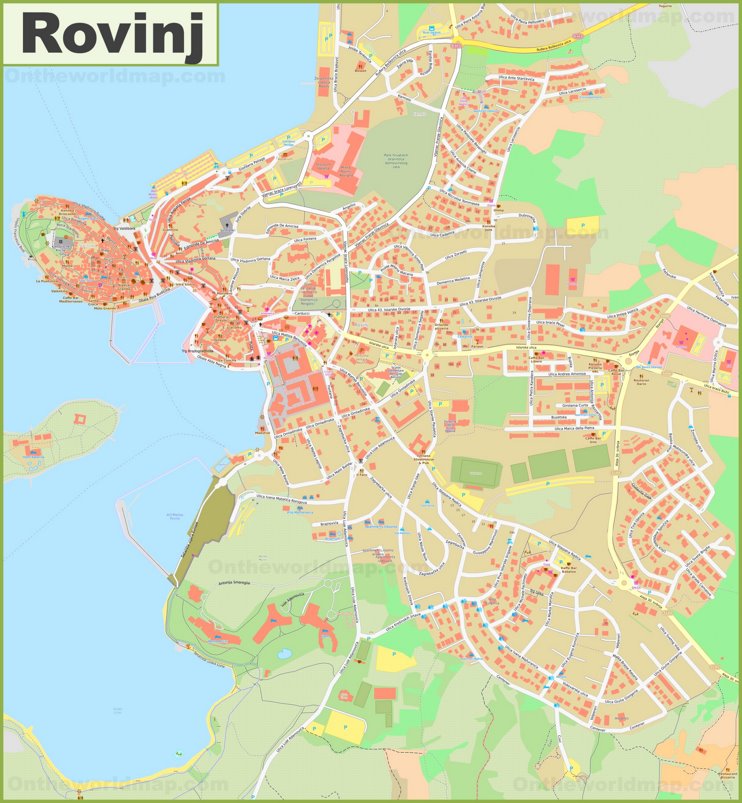 Large detailed map of Rovinj