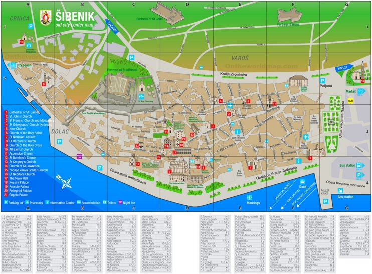 Šibenik tourist map