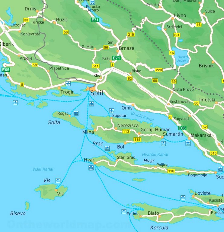 Map of surroundings of Split