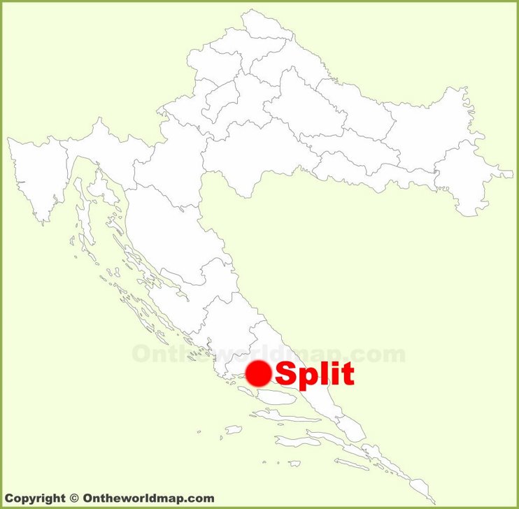 Split location on the Croatia map