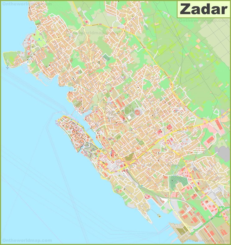 Large detailed map of Zadar