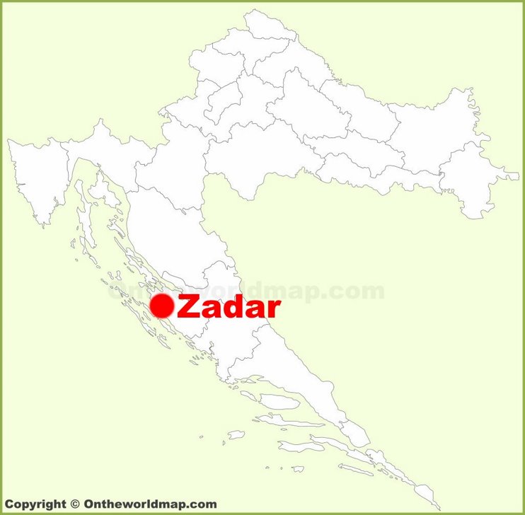 Zadar location on the Croatia map