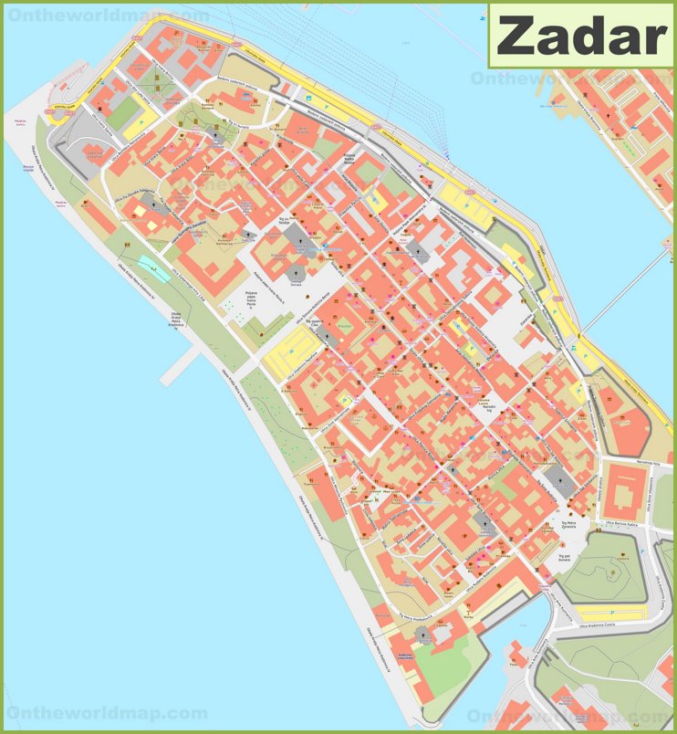 Zadar old town map