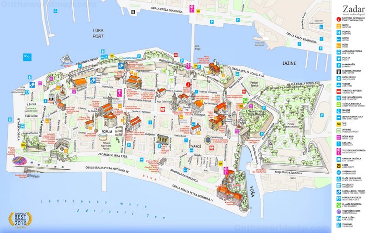 Zadar tourist map