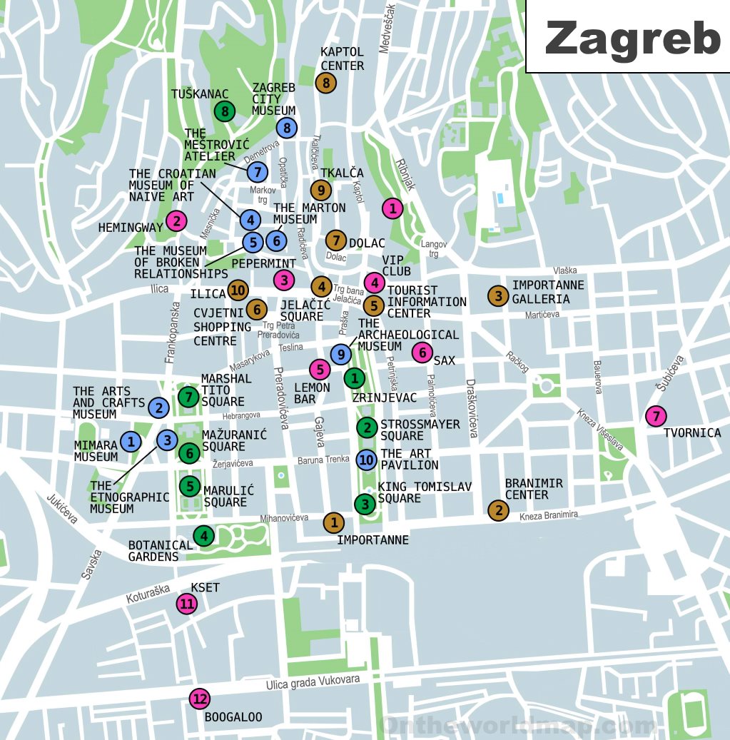 tourist map zagreb