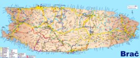 Large detailed tourist map of Brač