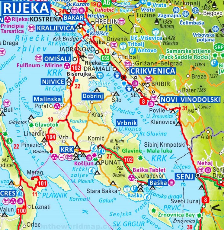Krk tourist map