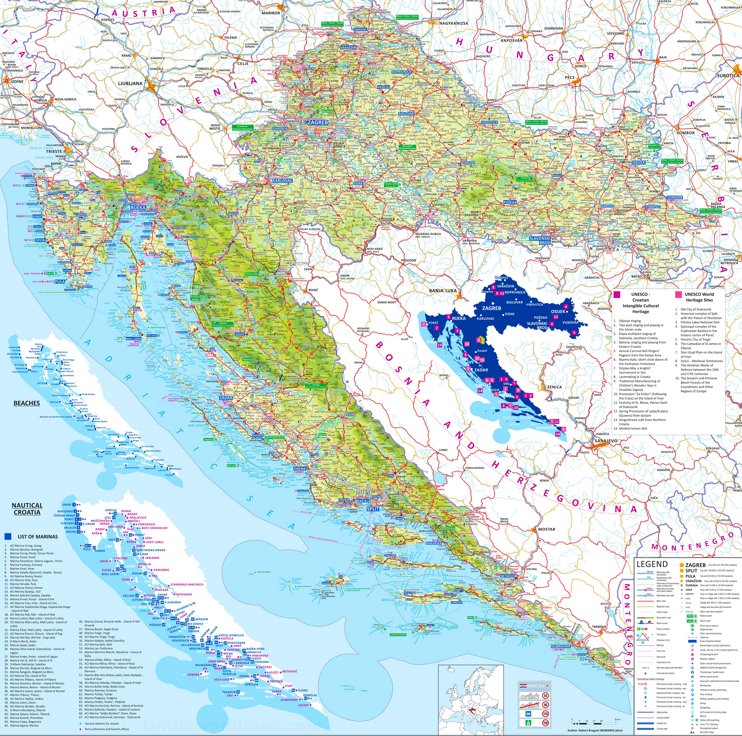Large detailed tourist map of Croatia