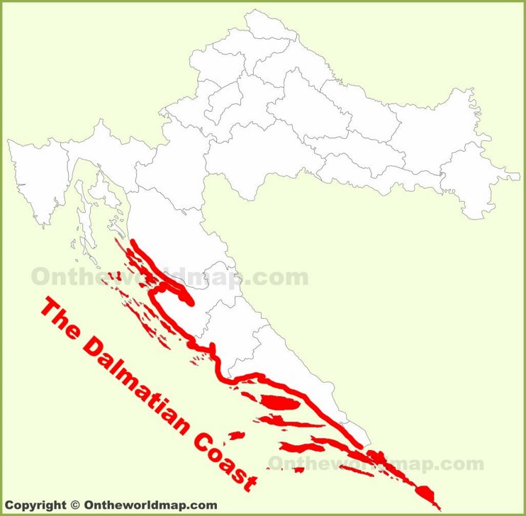 Dalmatian Coast Location On The Croatia Map Max 