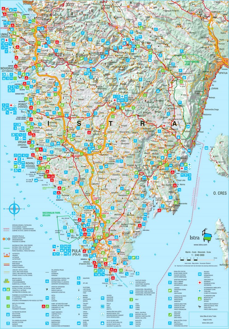 Detailed tourist map of Istria