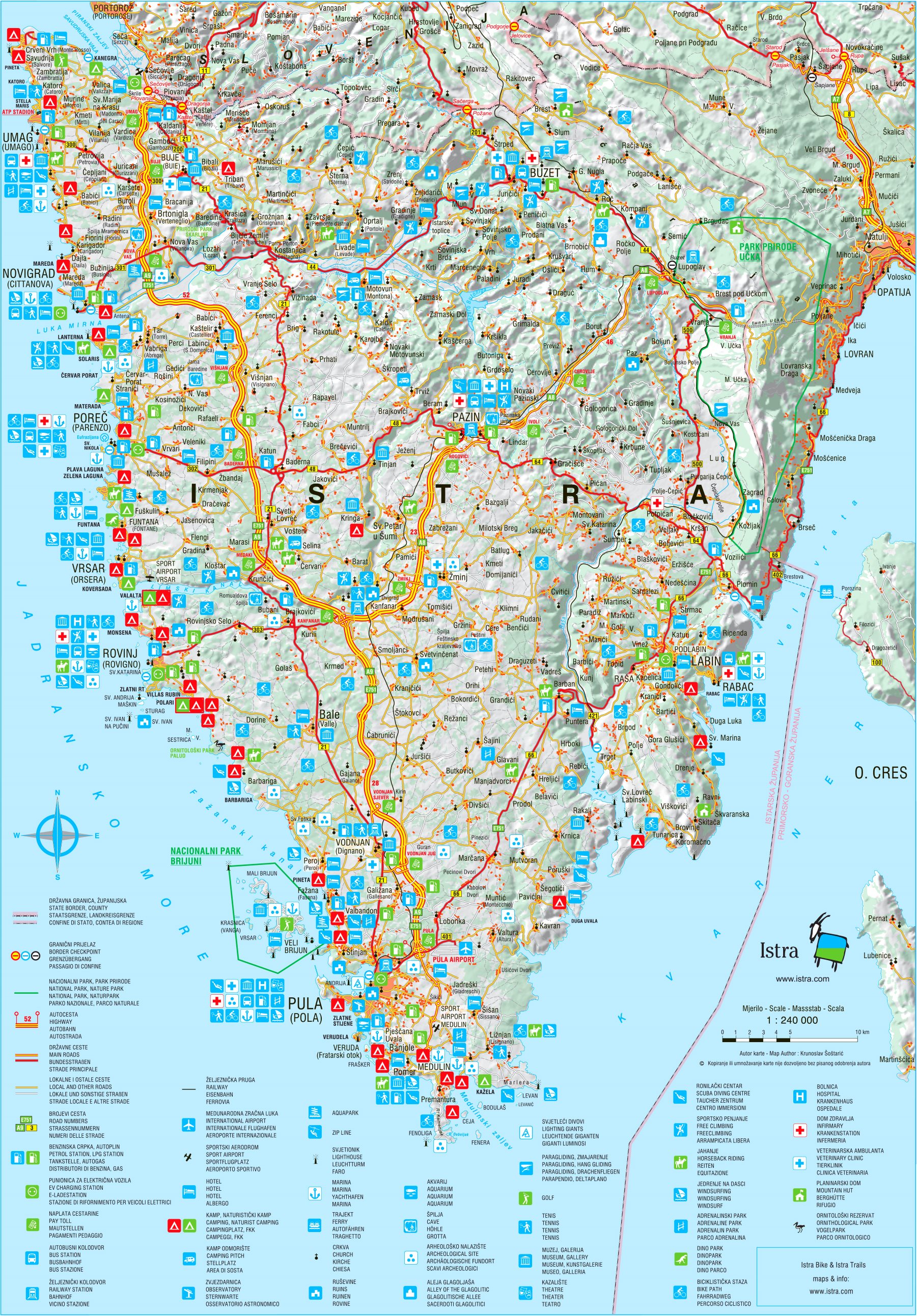 Detailed tourist map of Istria - Ontheworldmap.com