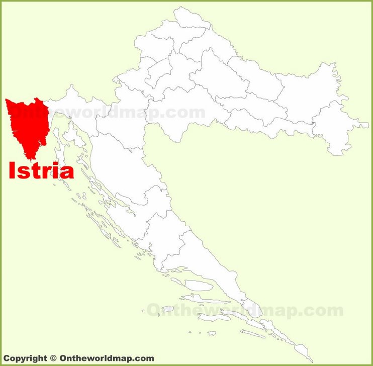 Istria location on the Croatia map