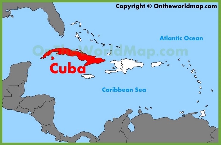 Cuba location on the Caribbean map