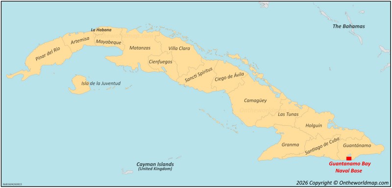 Guantanamo Bay Naval Base location on the Cuba Map