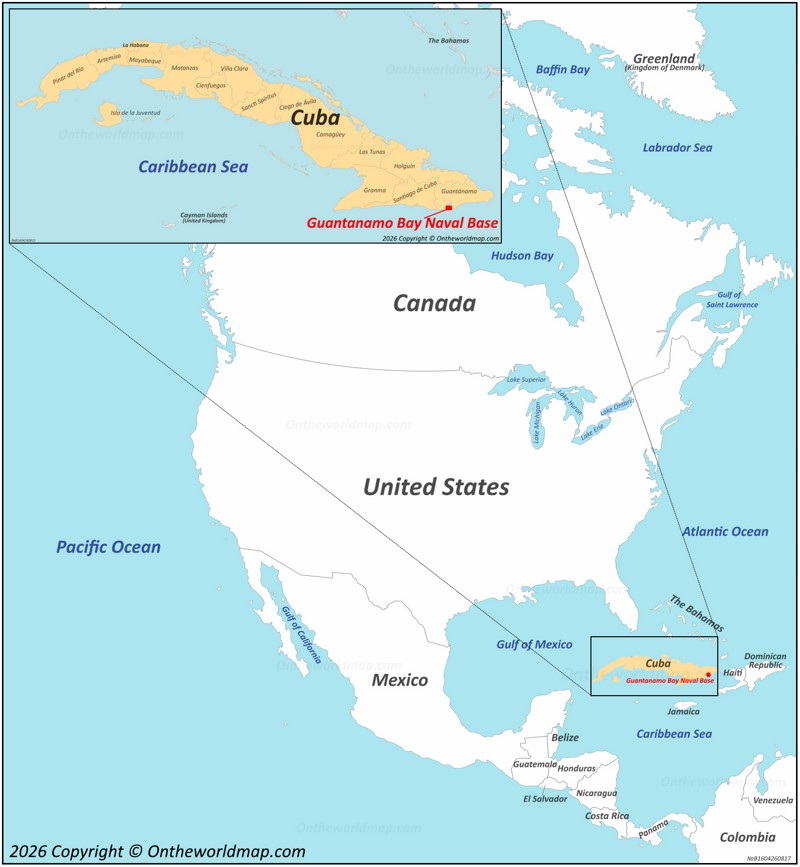 Guantanamo Bay Naval Base location on the North America Map