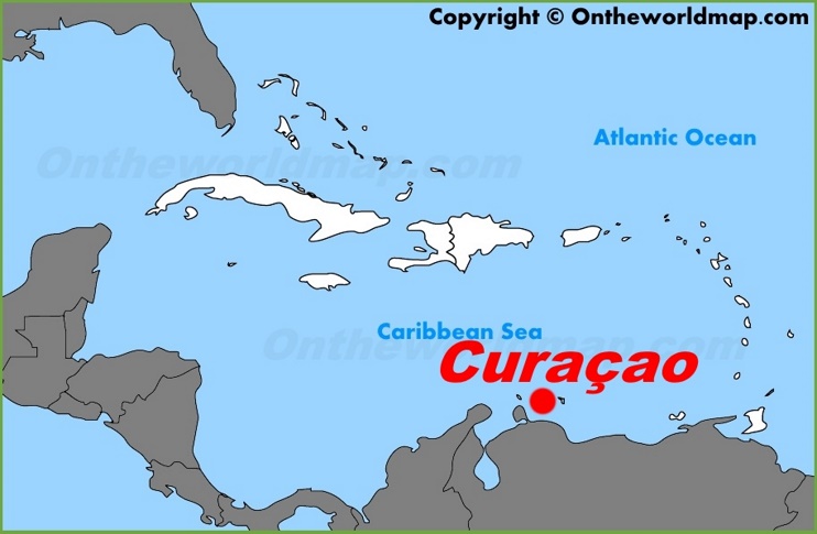 Curaçao location on the Caribbean map