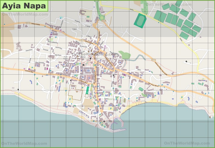 Large detailed map of Ayia Napa