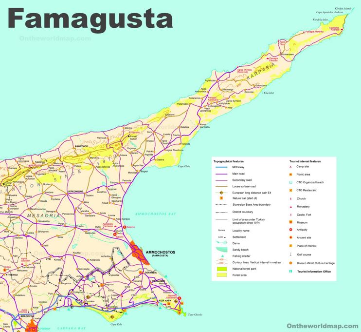 Detailed Map of Famagusta District