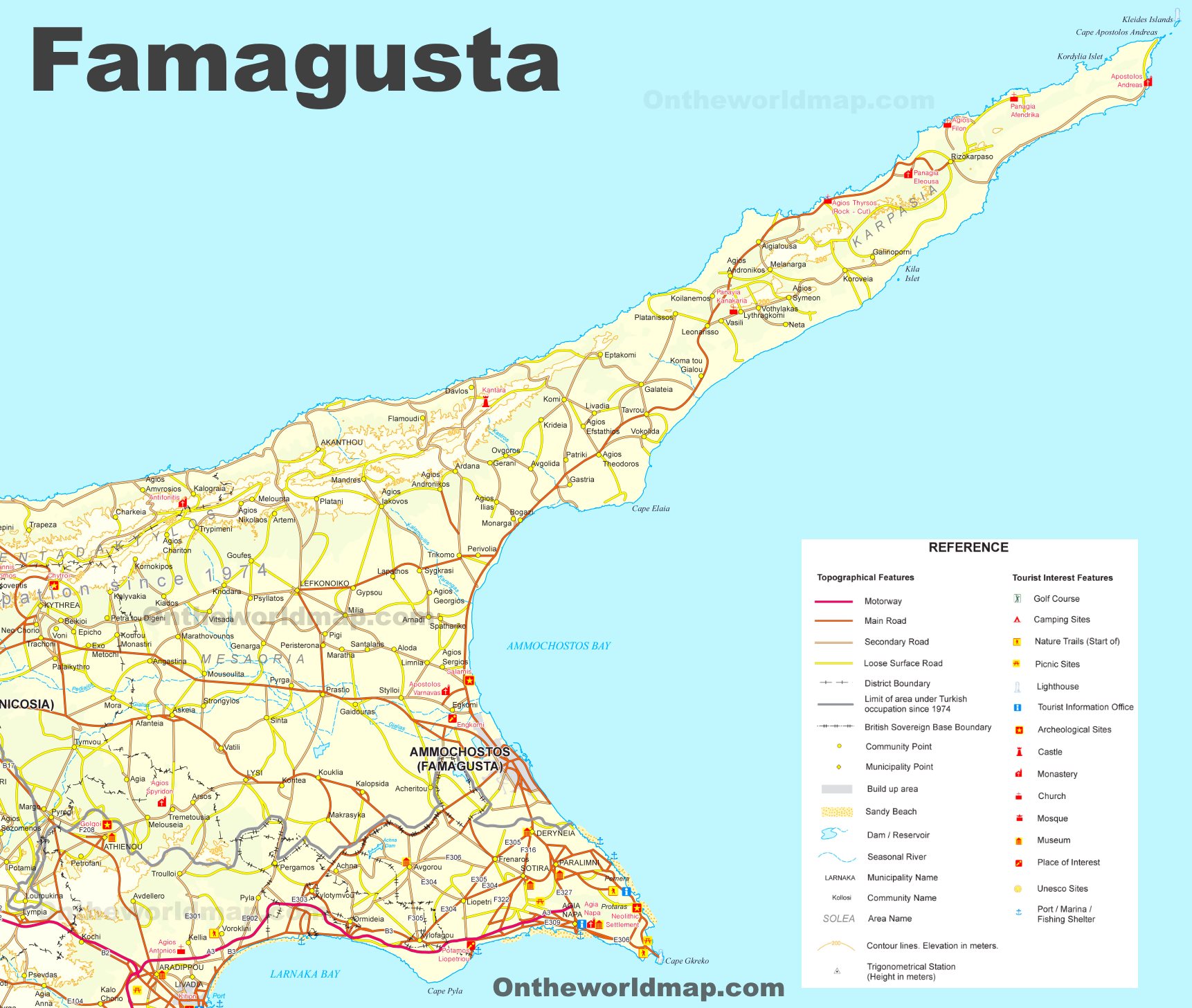 famagusta region tourist map