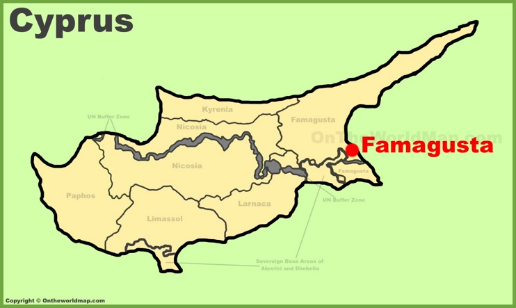 Famagusta location on the Cyprus map