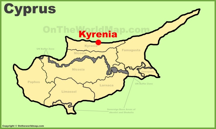 Kyrenia location on the Cyprus map
