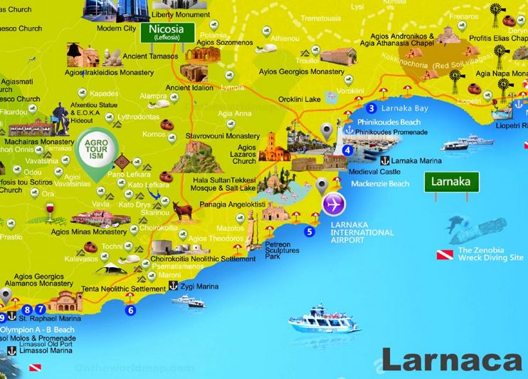 Larnaca Tourist Attractions Map