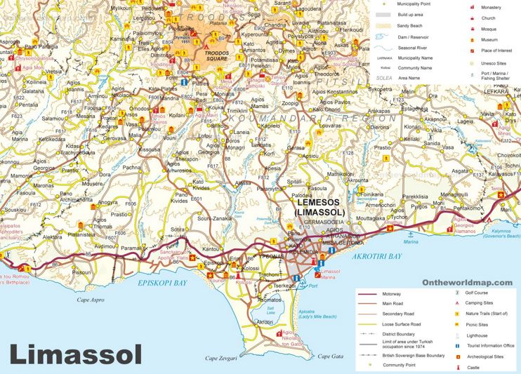 Limassol District Tourist Map