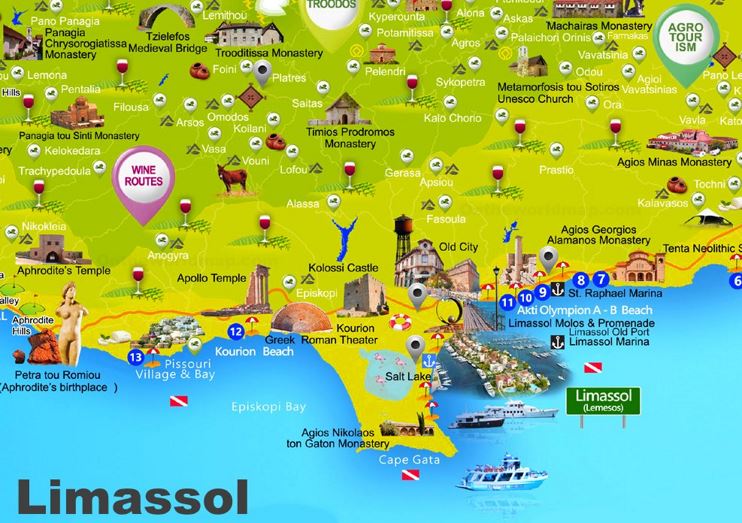 Limassol Tourist Attractions Map