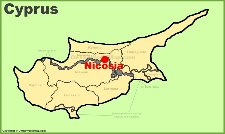 Nicosia location on the Cyprus map