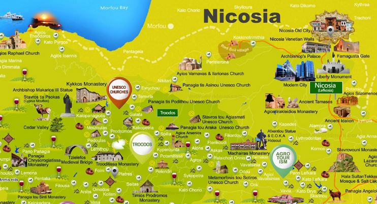 Nicosia Tourist Attractions Map