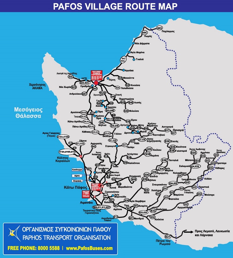 Paphos bus routes map