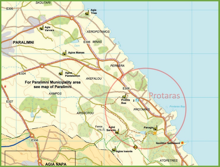 Protaras area tourist map